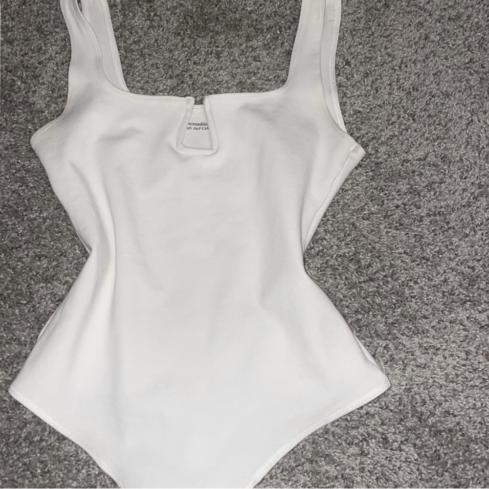 White Bodysuit One Piece with Square Neckline and Wide Straps